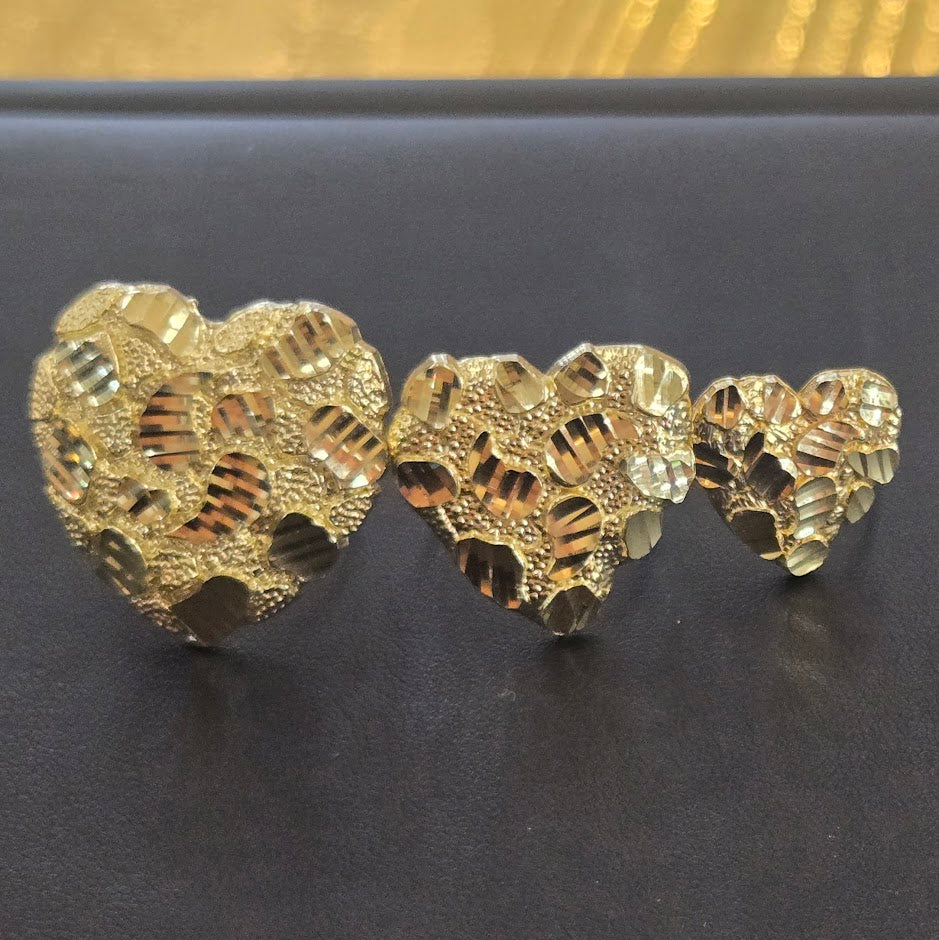 Open Nugget Rings 10k Gold Big Heart Nugget Ring, Small Nugget Love Heart Ring, Nugget S ...