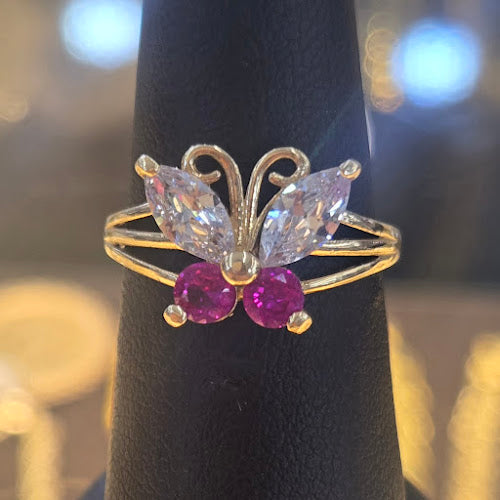 Pink Flying Rings 14k Gold Pink Butterfly Ring – WATERMAN JOHN JEWELRY INC.