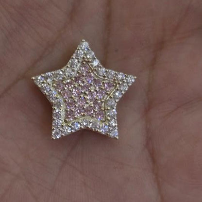 10k Gold Presidential link Pendant, Small Star Gold Charm, CZ Stone