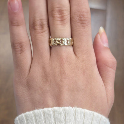 10k Gold Cuban Link Ring, Link Style Ring, Gold Curb Ring, Unisex Ring, Gold Chain Ring, Band Ring
