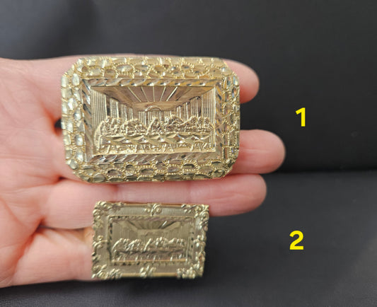 10k Gold Last Supper Two Finger Ring, Gold 2 Finger Ring, Double Ring, Gold Men's Ring, Birthday Gift Ring, Religious Ring, Ultima Cena