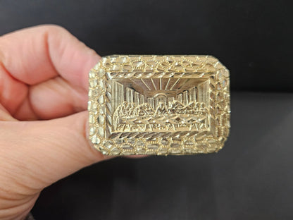 10k Gold Last Supper Two Finger Ring, Gold 2 Finger Ring, Double Ring, Gold Men's Ring, Birthday Gift Ring, Religious Ring, Ultima Cena