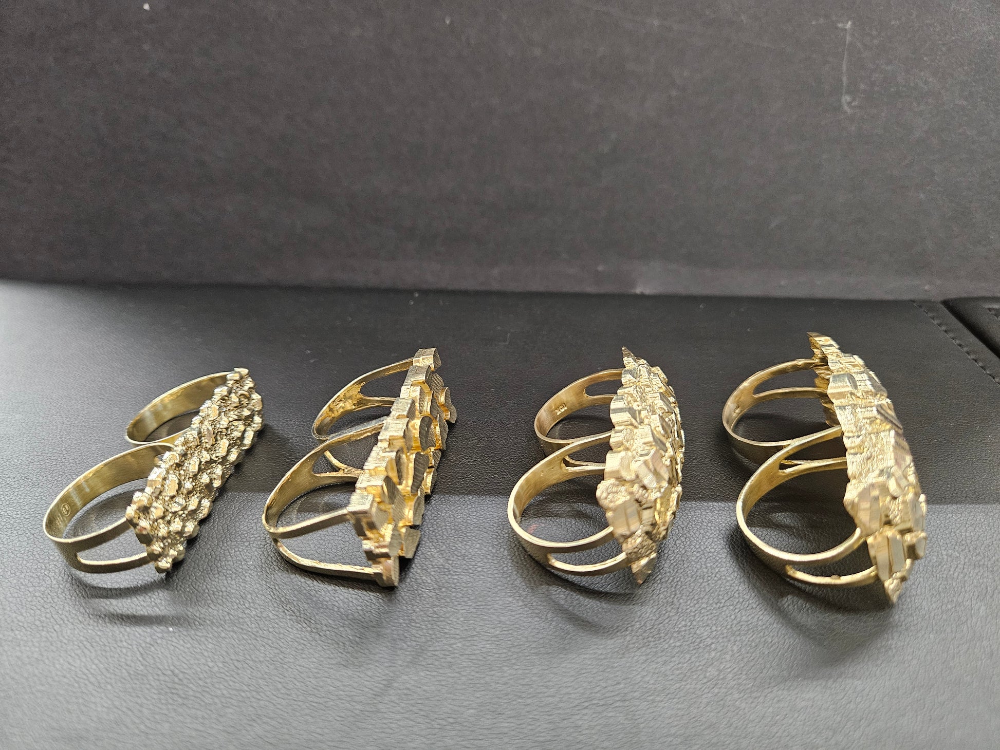 10k Nugget Two Finger Ring, Gold Nugget Finger Ring, Double Ring