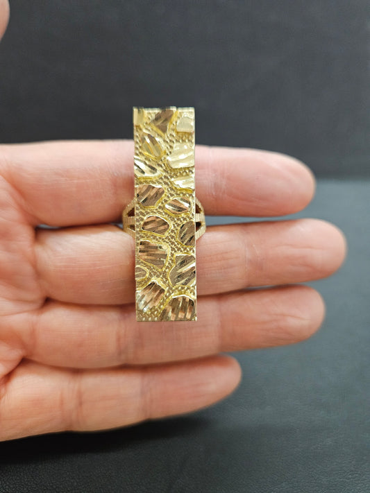 10k Gold Rectangle Nugget Ring, Gold Nugget Style Ring, Unique Nugget ring, Men's Gold Ring, Gifts for him, Birthday Gift Ring, Small Medium Nugget Ring
