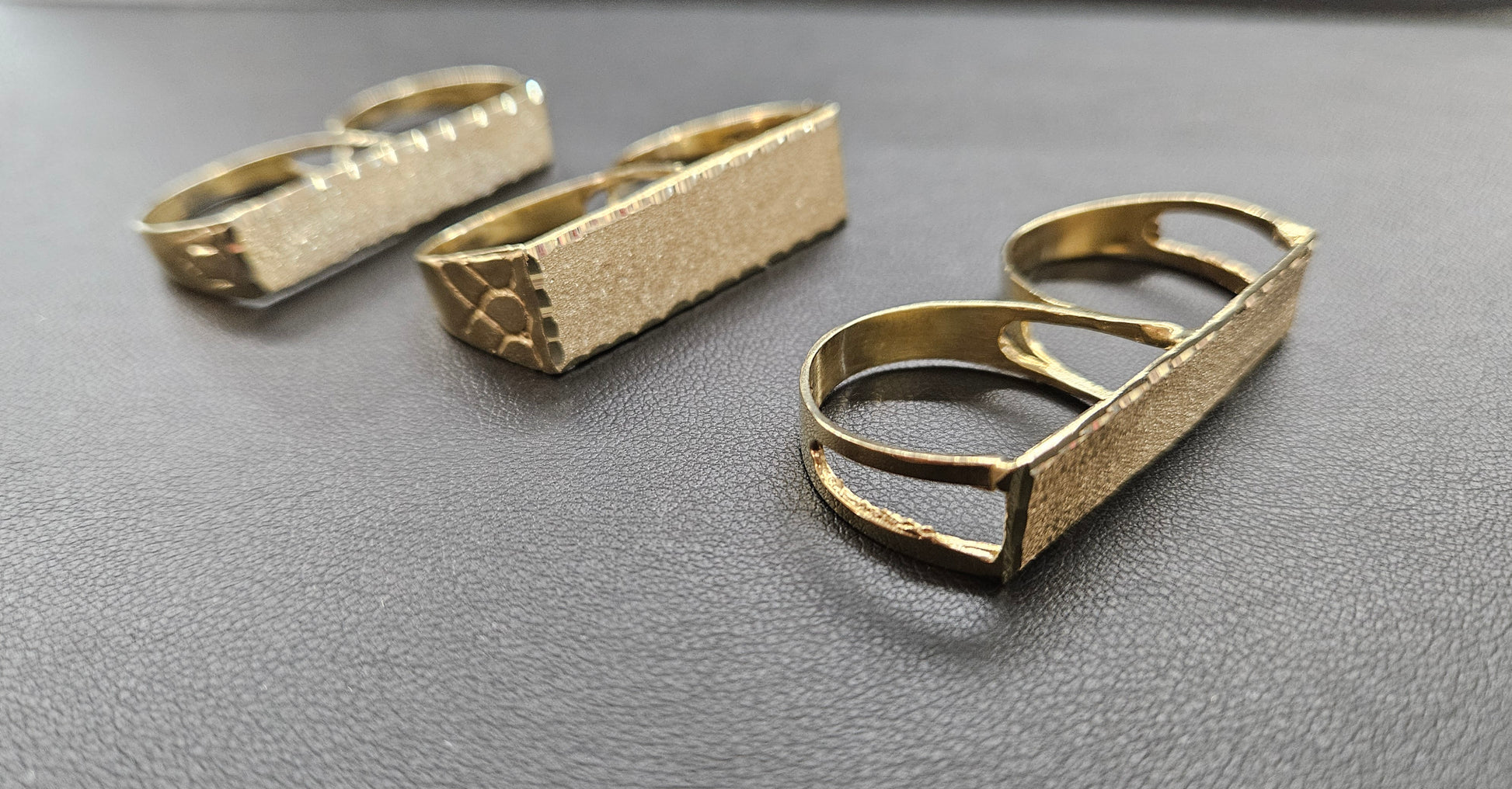 10k Gold Name Plate Two Finger Ring, Name Two Finger Gold Ring, Double ...