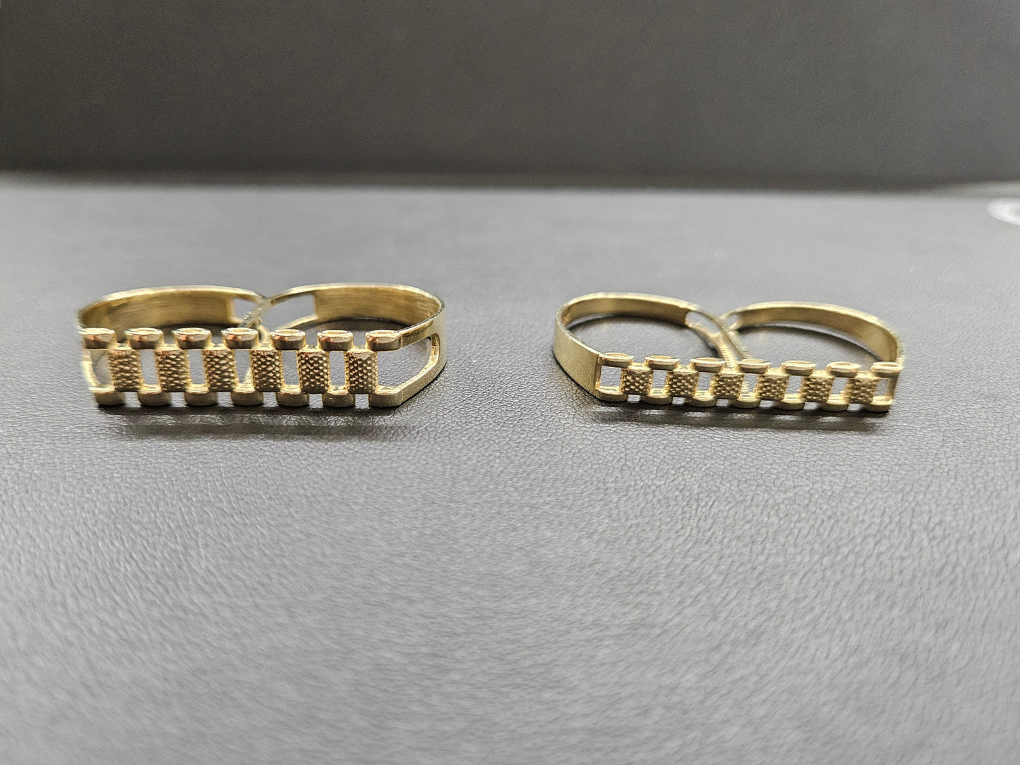 10k Gold Presidential Two Finger Ring, Rx Two Finger Gold Ring, Rolly Double Ring, Gold Men's Ring, Birthday Gift Ring