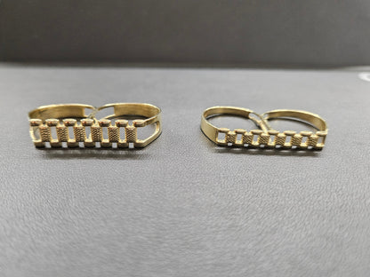 10k Gold Presidential Two Finger Ring, Rx Two Finger Gold Ring, Rolly Double Ring, Gold Men's Ring, Birthday Gift Ring