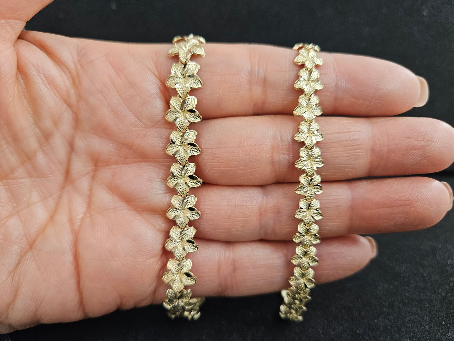 14k Gold Hibiscus Bracelet, Floral Bracelet, Gold Hibiscus flower Bracelet, Hibiscus Bracelet, Tri Color Hibiscus flower Bracelet, Bracelet, Gift Bracelet for Women