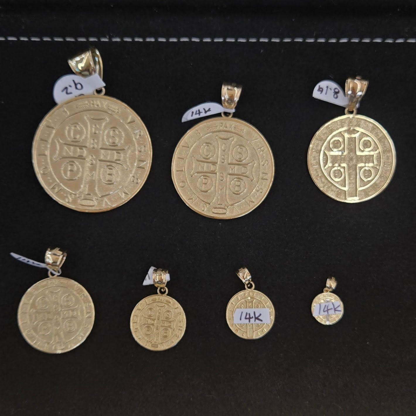 14k Yellow Gold Saint Benedict Pendant, San Benito Medalla, Gold Round San Benito Charm, Mini San Benito Charm, Genuine Gold Saint Benedict Two Sided Charm (Copy)