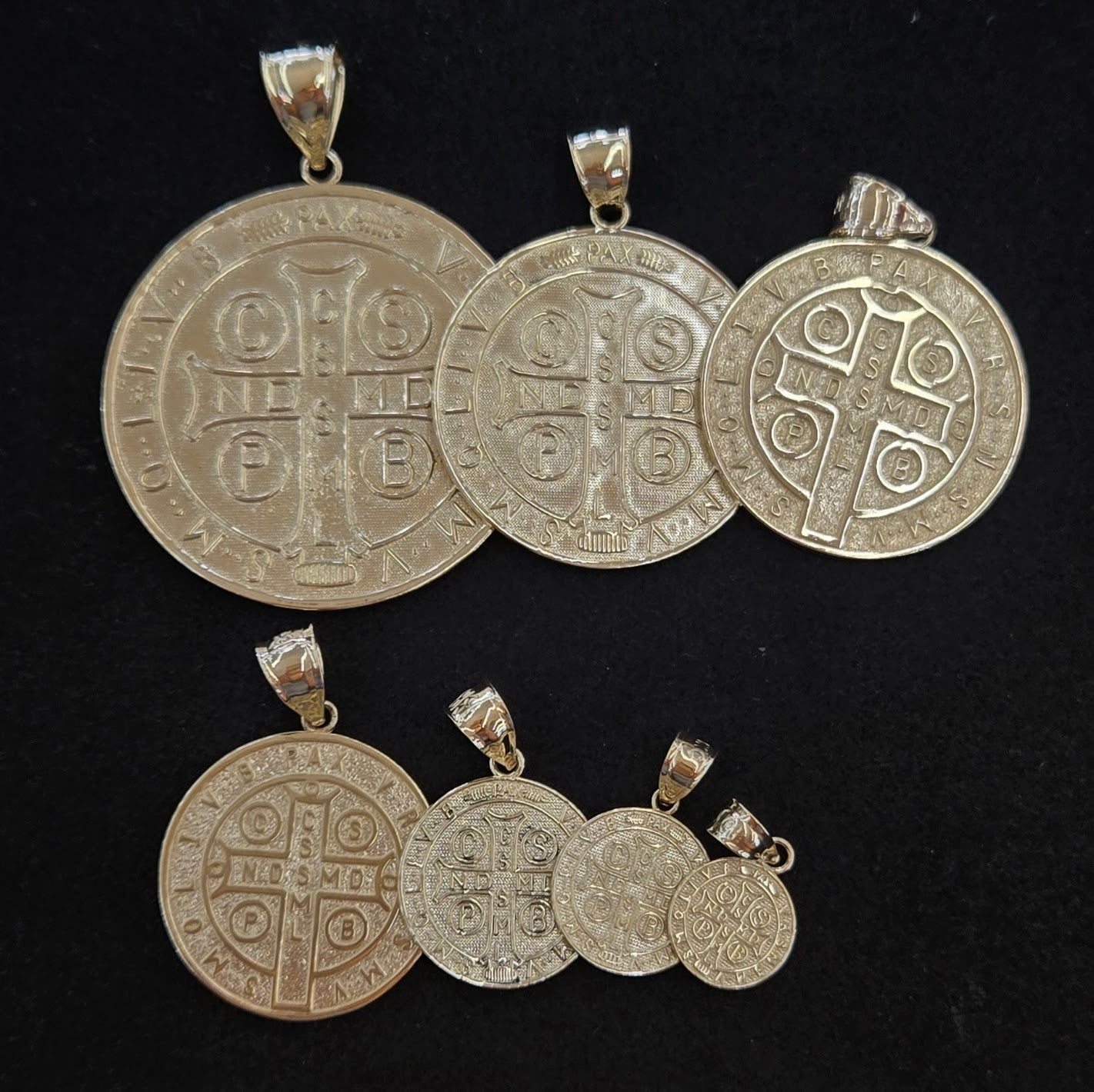 10k Yellow Gold Saint Benedict Pendant, San Benito Medalla, Gold Round San Benito Charm, Mini San Benito Charm, Genuine Gold Saint Benedict Two Sided Charm