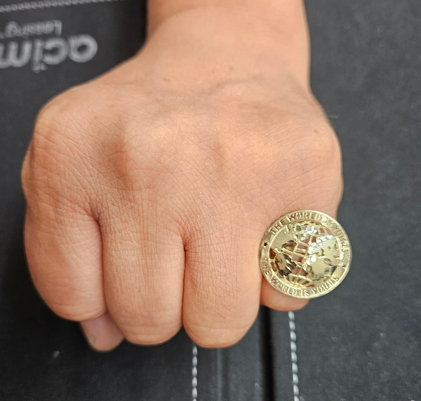 10k Gold  Small World Is Yours Ring, World Ring, Globe Ring, 10k Men's Gold Ring, Men's Ring, Birthday Men's Ring (Copy)