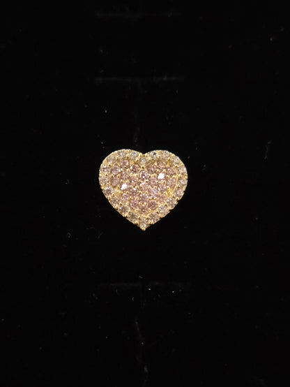 10k Gold Double Plate Pink Heart Studs, Small Heart Gold Earrings, Big Heart Earrings, Small Heart Earrings, CZ Stone, Valentine's Gift, Pink Stone