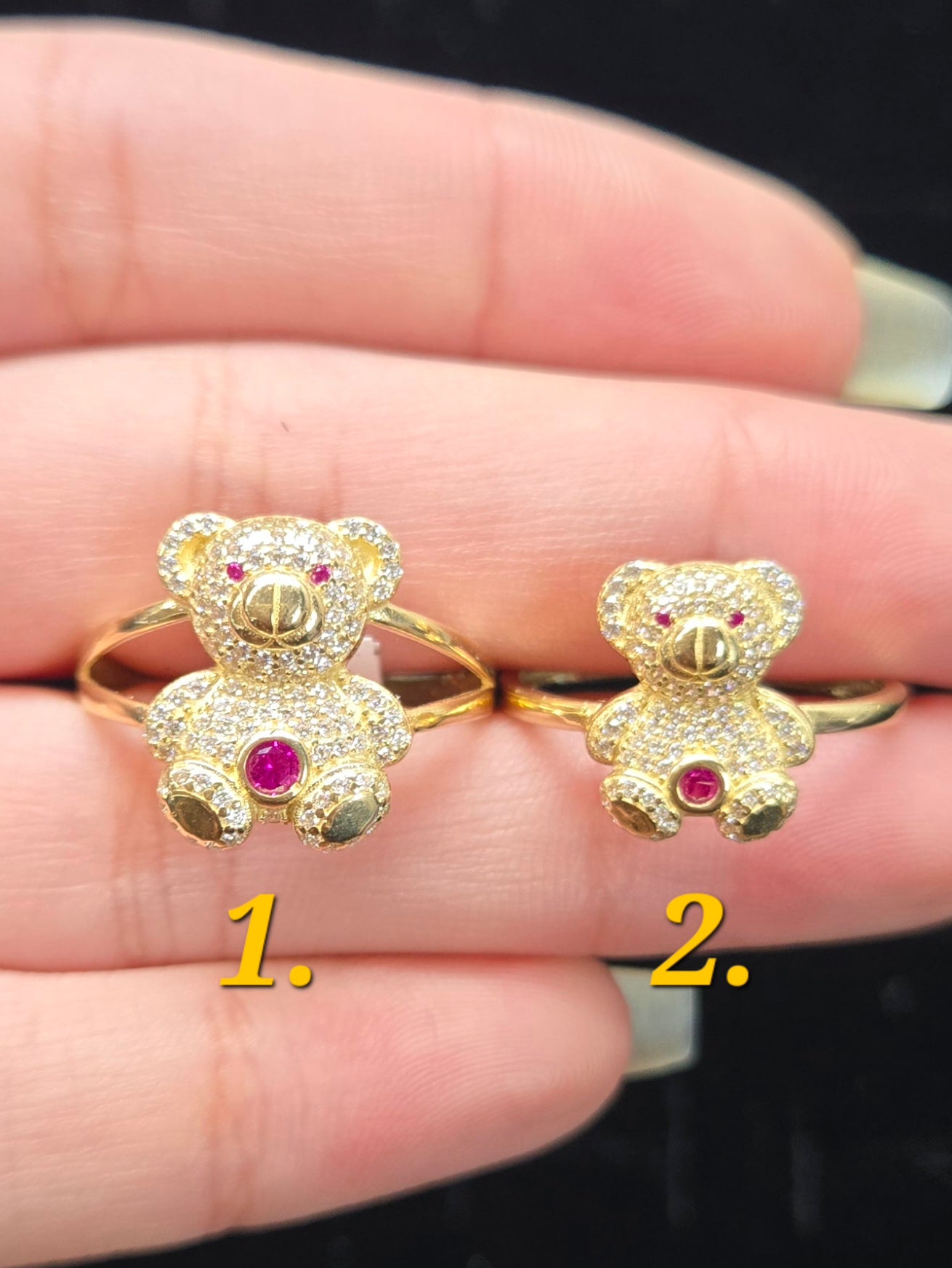 14k Gold CZ Stone Big Teddy Bear Ring, Gold Teddy Bear Ring, Women's Gold Ring, Teddy Bear Ring, Bear Ring