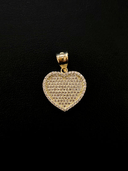 10K Gold Heart CZ Pendant, Small Heart Gold Charm, CZ Stone Charm, Valentine's Gift, Heart Pendant, Gift for Valentine, Valentine Pendant