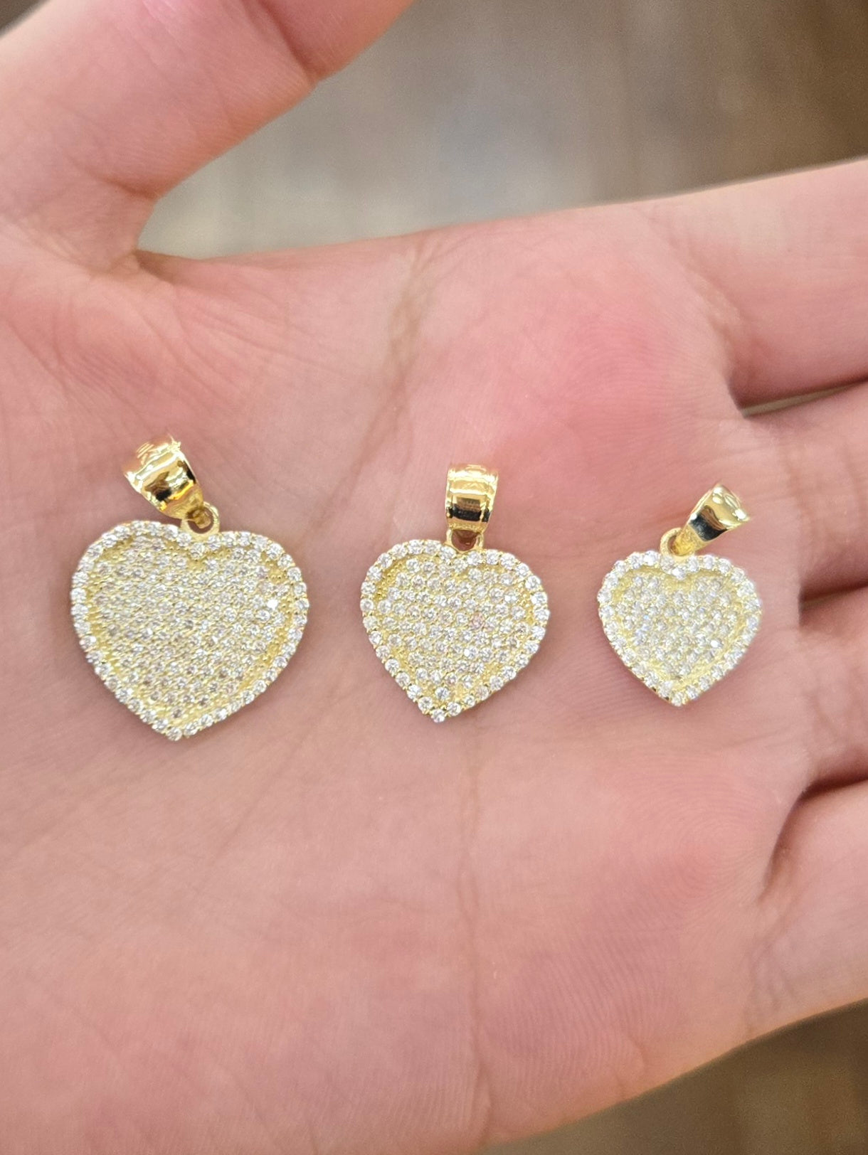10K Gold Heart CZ Pendant, Small Heart Gold Charm, CZ Stone Charm