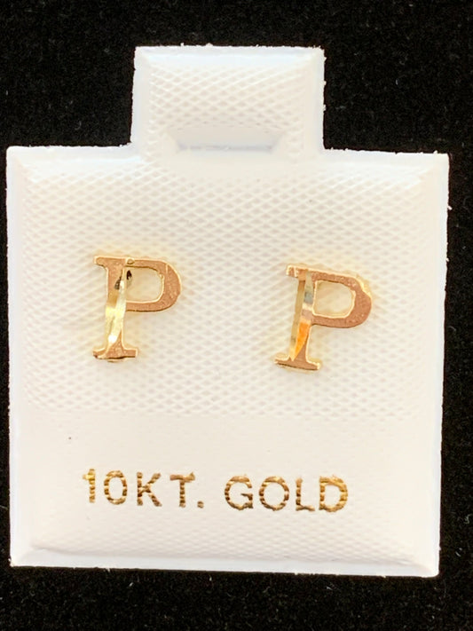 10k P initial earrings