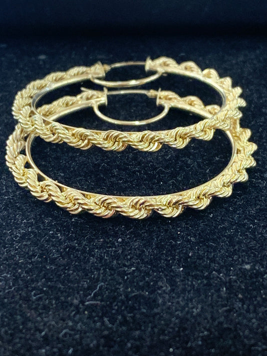 10k rope hoop earring