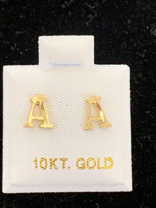 10k A initial earrings