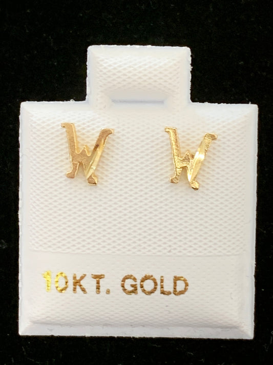 10k W initial earrings