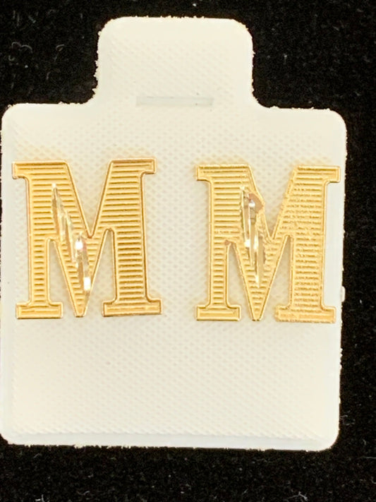 10k M initial earrings