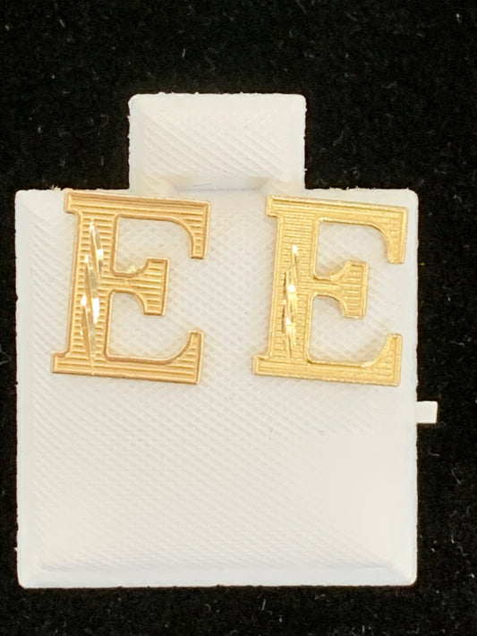 10k E initial earrings