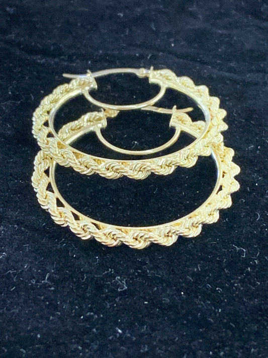 10k rope hoop earring