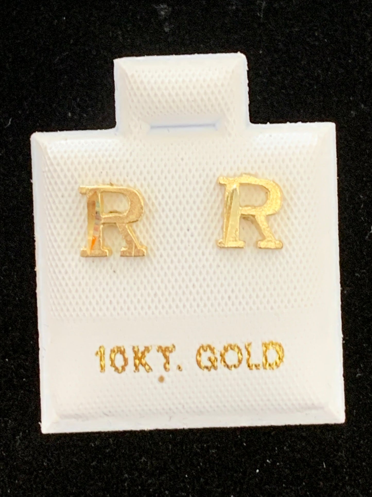 10k R initial earrings