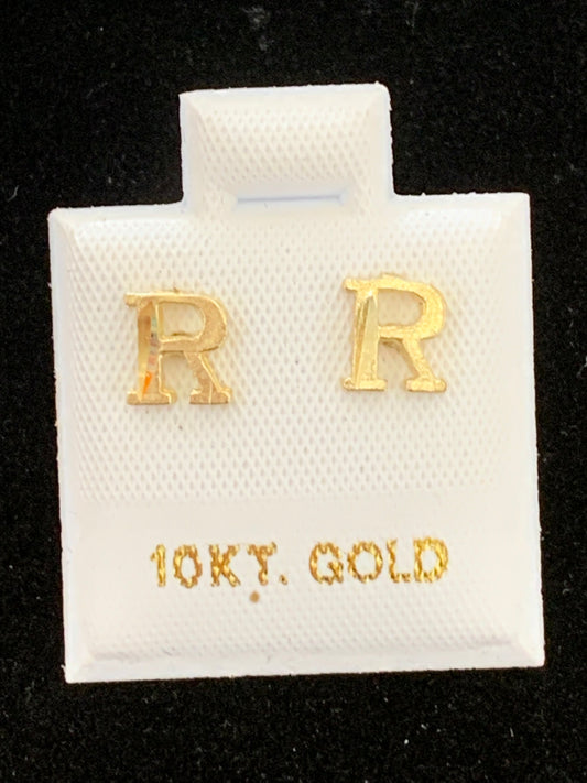 10k R initial earrings