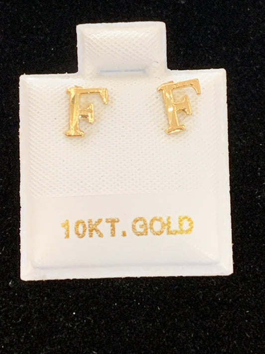 10k F initial earrings