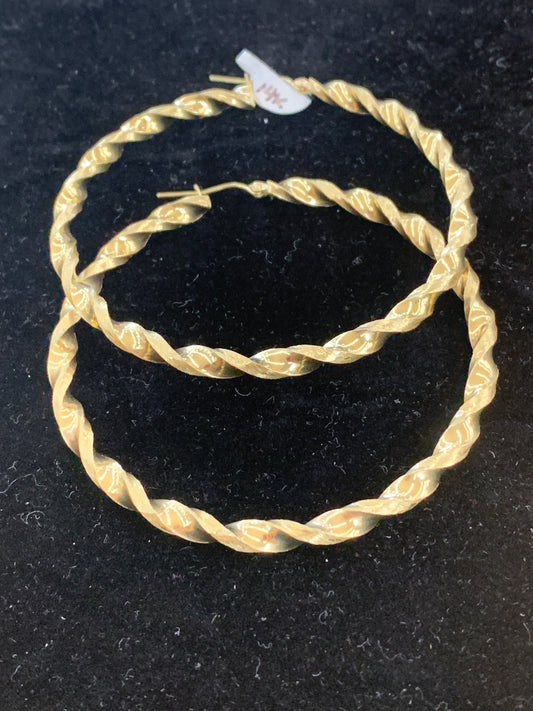 14k twisted hoops