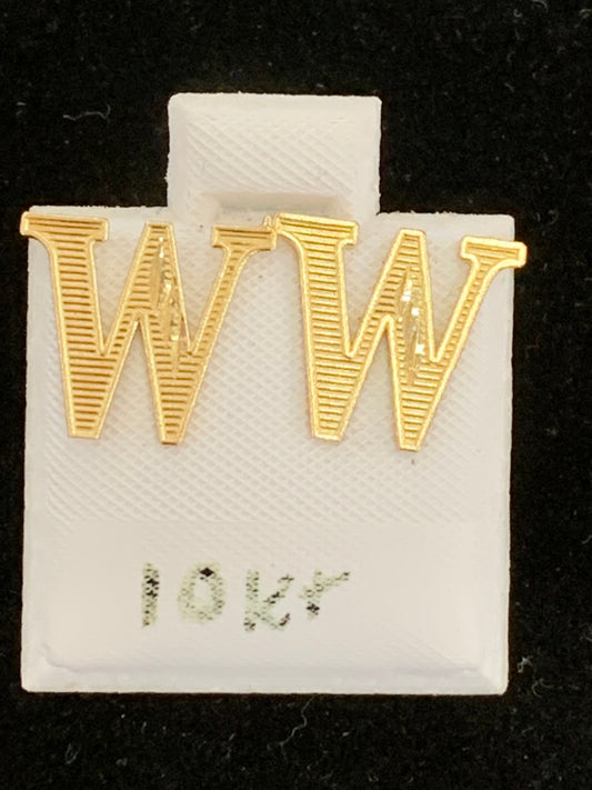 10k W initial earrings