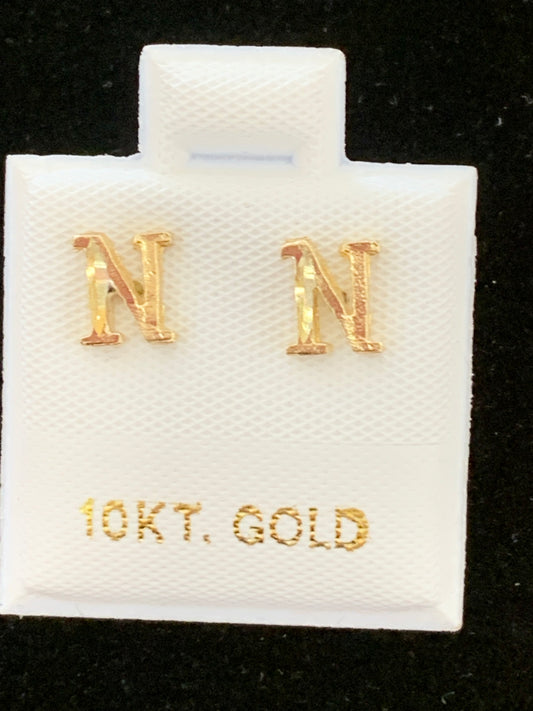 10k N initial earrings
