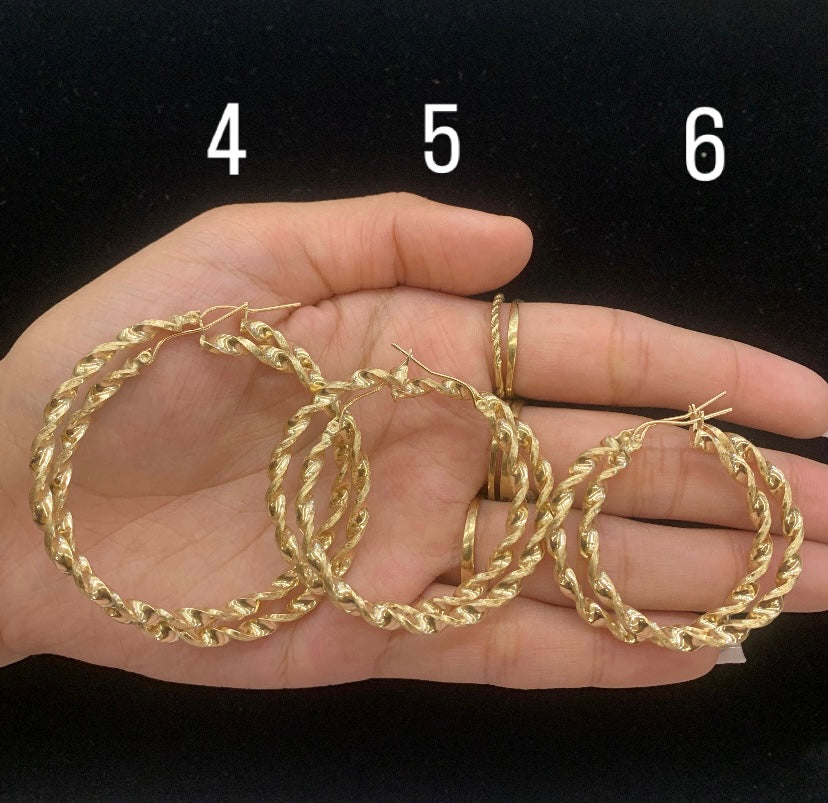 10k Gold Twisted Hoops, Twist Style Hoops, Small Hoops for Kids Girls, Medium Hoops for Women, Gold Hoop Earrings