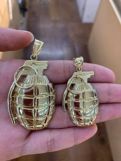 10k Grenade Pendant, Men’s Pendant, Woman’s Pendant, Gift for him, Gift for her, Big 10k Pendant, Unique Pendant, Charm explosive, Fireball, Missile , Ammunition Pendant, Hand Grenade, Gold Pendant