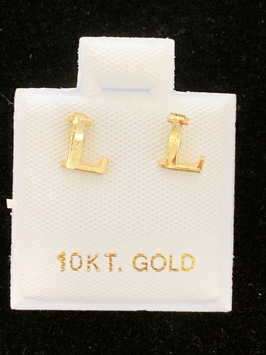 10k L initial earrings