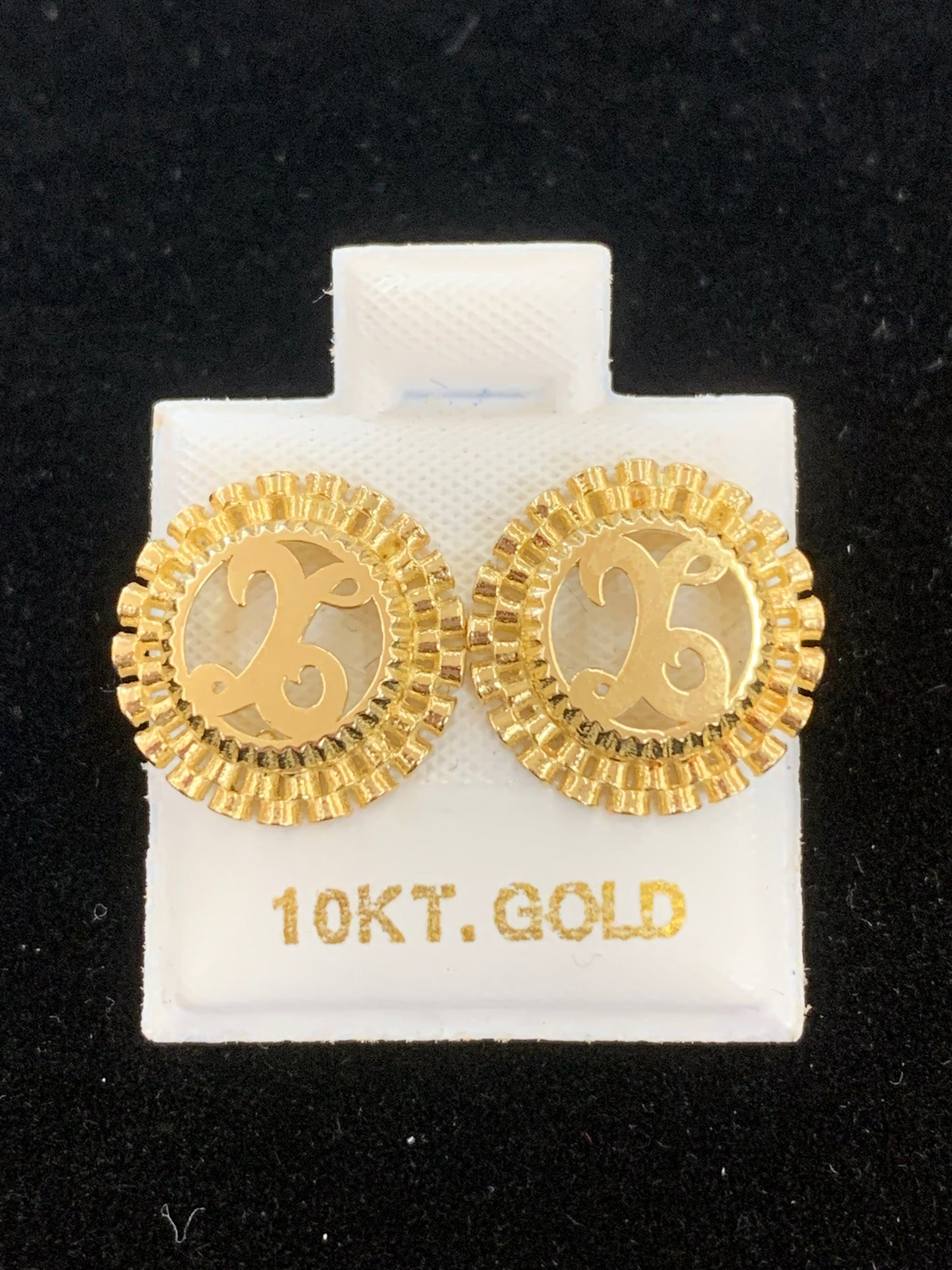 10k Gold X Presidential link Initial Earrings, Medium Letter Earring, A