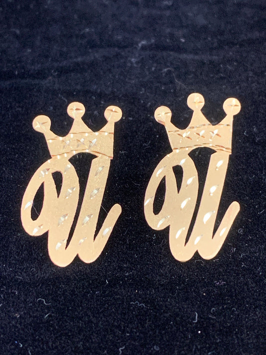 10k costume U with crown earrings