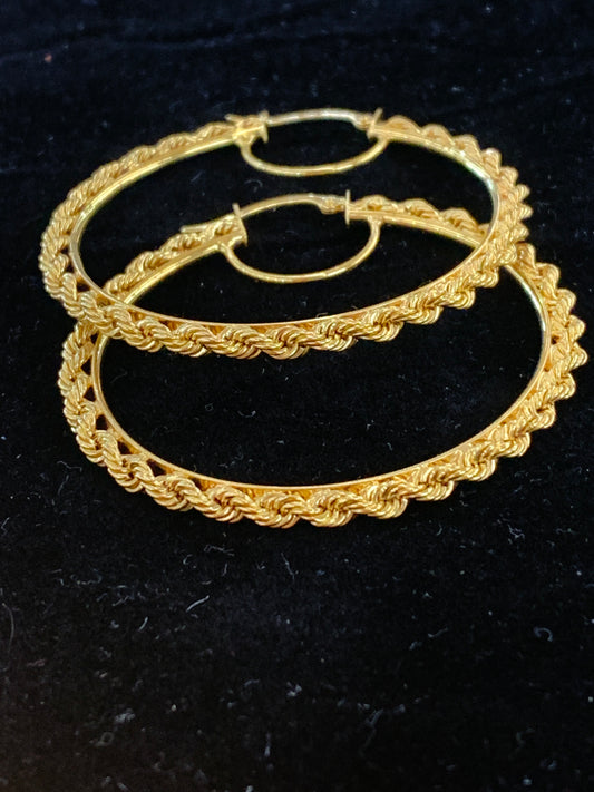 10k rope hoops earring