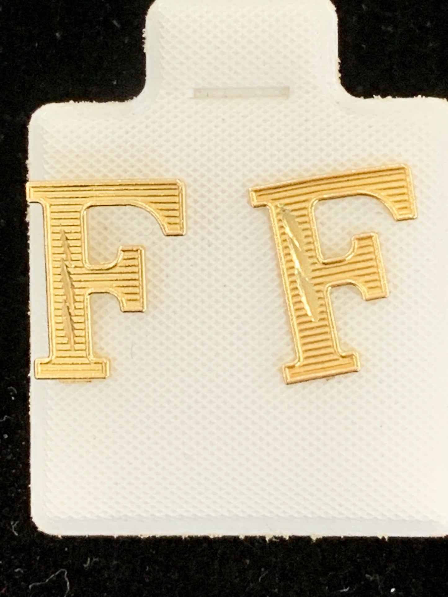 10k F initial earring