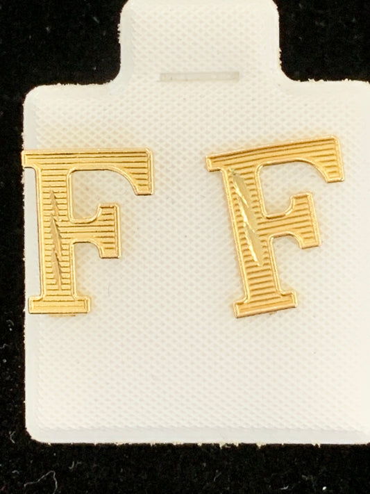 10k F initial earring