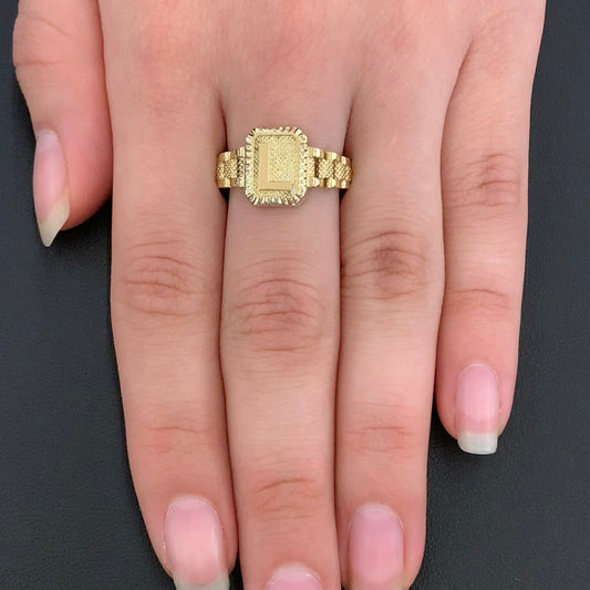 10K Gold Presidential Style Band "L" Ring, 10k Initial Ring , Alphabet Rolly Ring for Gift, 10k Gold Ring, 10k Gold Name Ring, Rollie Ring