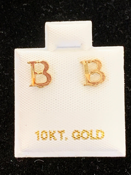 10k B initial earrings