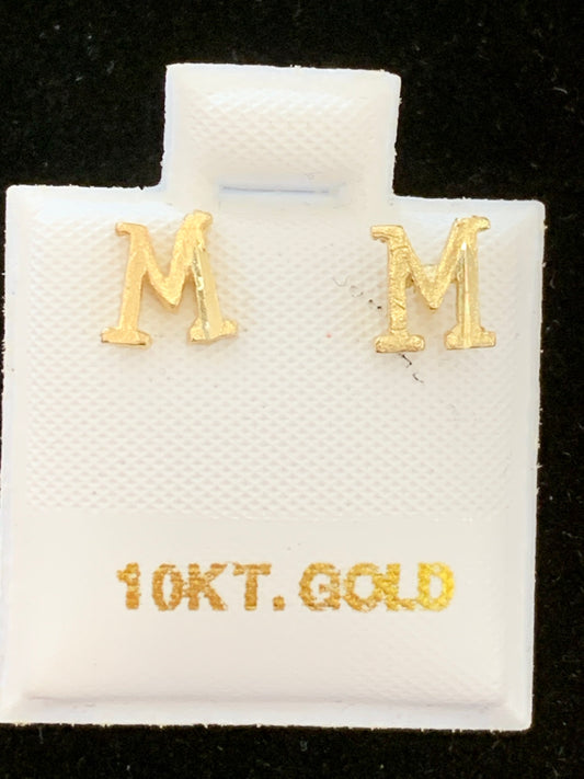 10k M initial earrings