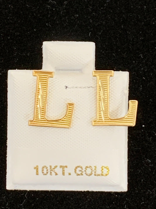 10k L initial earring