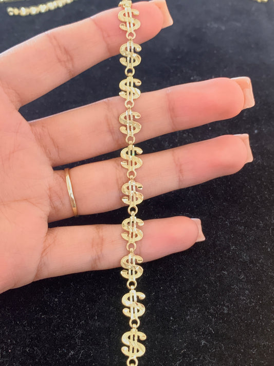 10k Money sign bracelet