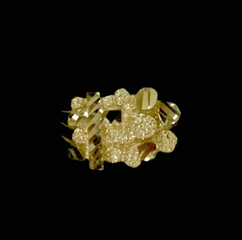 10k Gold Cross Nugget Ring, Gold Cross Nugget Style Ring, Men's Gold Ring, Cross Ring, Gifts for him, Birthday Gift, Small Medium Nugget Ring (Style 3&4)