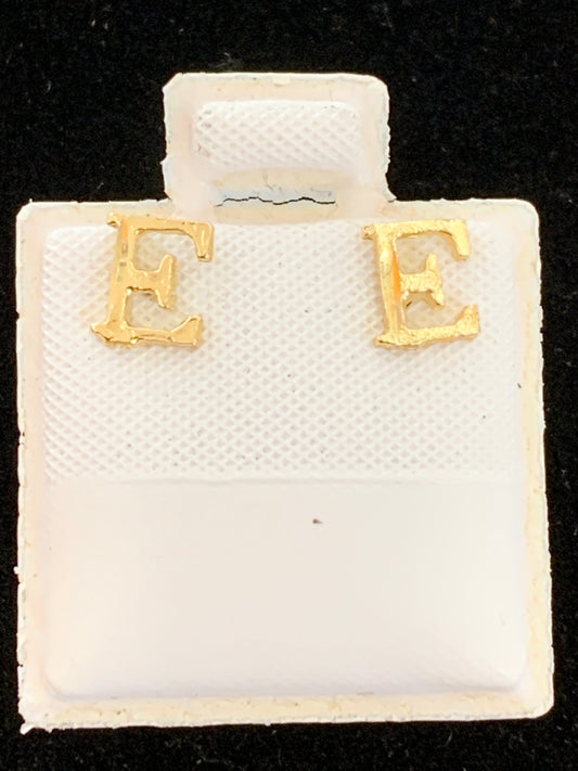 10k E initial earrings