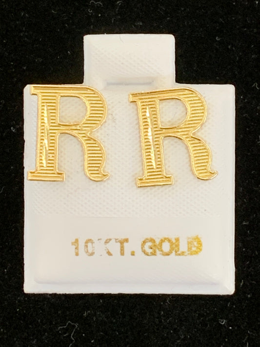 10k R initial earrings