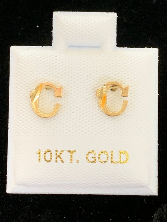 10k C initial earrings