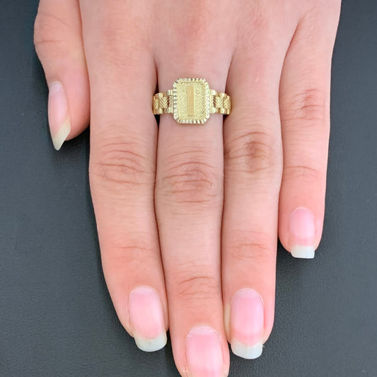 10K Gold Presidential Style Band "I" Ring, 10k Initial Ring , Alphabet Rolly Ring for Gift, 10k Gold Ring, 10k Gold Name Ring, Rollie Ring